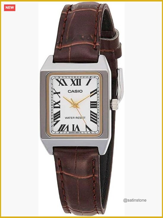 Rectangular Leather Strap Mechanical Hand Wind Analog Watch